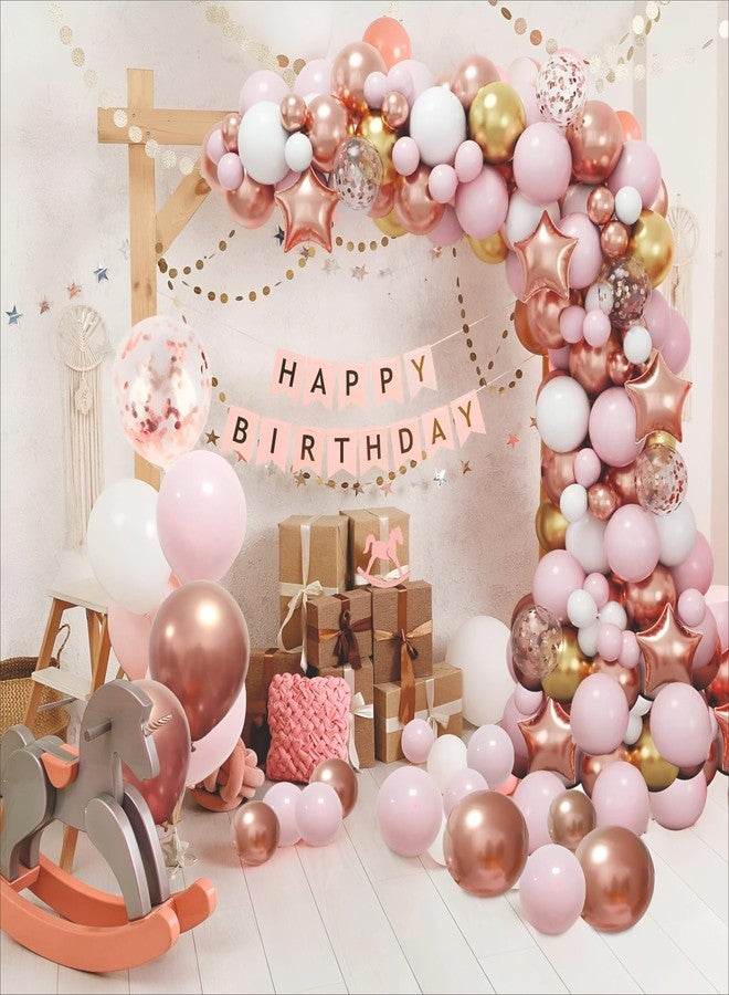 YOURS DECOR مجموعة زينة حفل استقبال المولود من يورز ديكور - 64 بالونًا ذهبيًا ورديًا | مجموعة بالونات بألوان الباستيل لتزيين حفلة استقبال المولود | عنصر زينة لحفلة استقبال المولود - Image 4